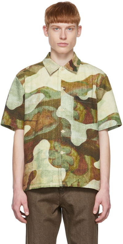 Our Legacy Box Camouflage Print Short Sleeve Shirt In Khaki | ModeSens