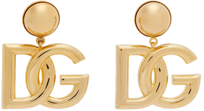 Shop Dolce & Gabbana Gold Dg Logo Clip-on Earrings In Zoo00 Gold