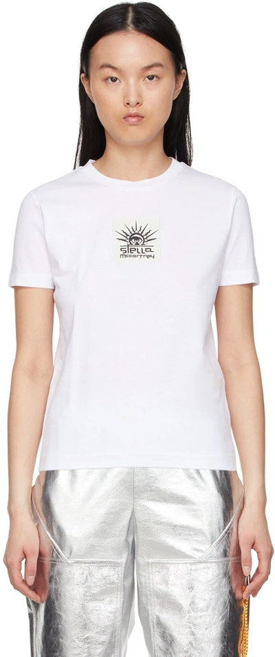 Stella Mccartney Logo Label Cotton Jersey T-shirt In 9000 Pure White
