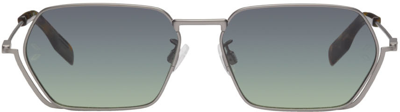 Shop Mcq By Alexander Mcqueen Grey Hexagonal Sunglasses In 004 Ruthenium