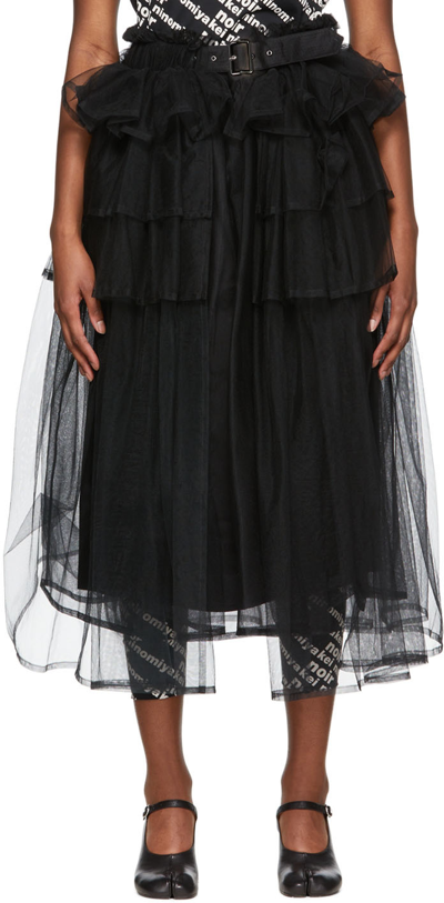 Shop Noir Kei Ninomiya Black Nylon Midi Skirt In 1 Black