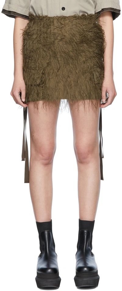 Shop Sacai Khaki Polyester Skirt In 501 Khaki