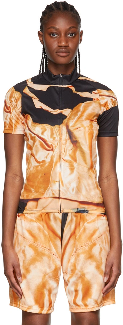 Sia Arnika Black Polyester T-shirt In Golden Silk Print