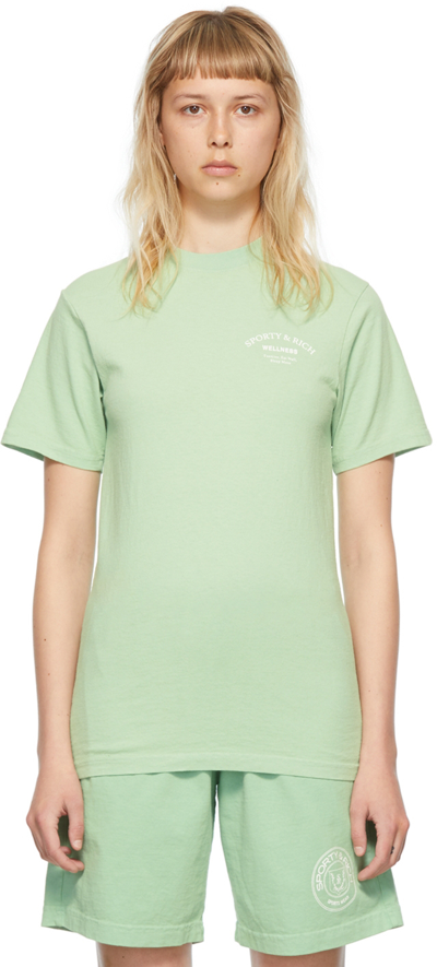 Shop Sporty And Rich Green Cotton T-shirt In Sage