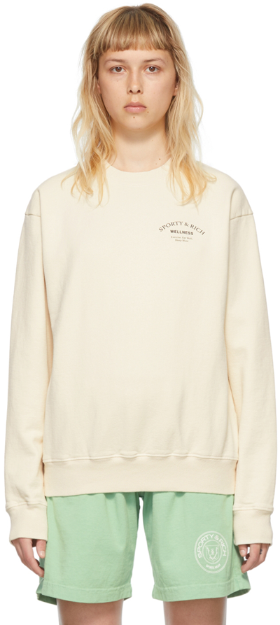 Shop Sporty And Rich Off-white Cotton Sweatshirt In Cream
