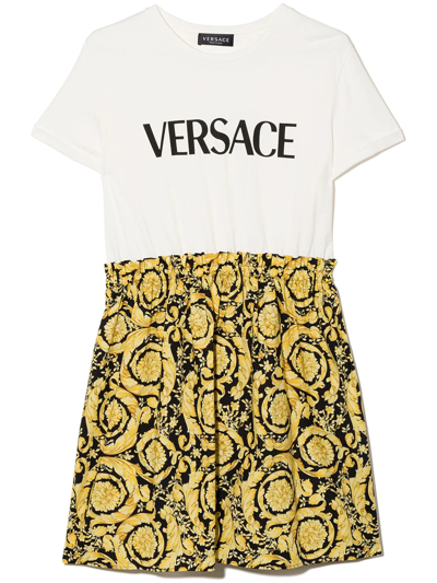 Shop Versace Barocco Kids-print T-shirt Dress In White
