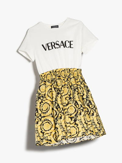 Versace Barocco Kids-print T-shirt Dress In White