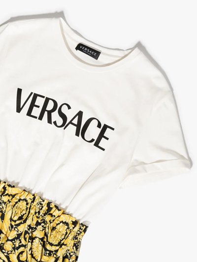 Versace Barocco Kids-print T-shirt Dress In White
