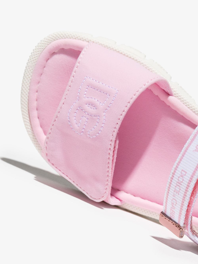 Shop Dolce & Gabbana Logo-embroidered Touch-strap Sandals In Pink