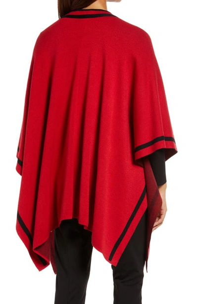 Shop Ming Wang Knit Wrap In Crimson/black