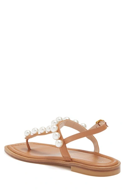 Shop Stuart Weitzman Goldie T-strap Sandal In Tan
