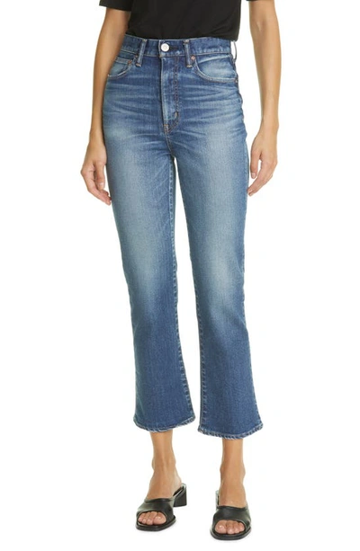 Shop Moussy Otis High Waist Flare Jeans In Blue