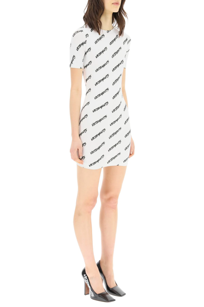 Shop Vetements T-shirt Dress With Logo In White