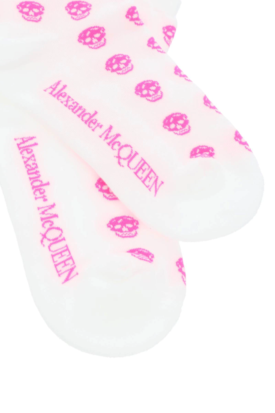 Shop Alexander Mcqueen Multiskull Socks In White,pink