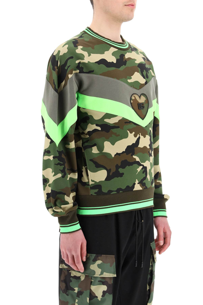 Shop Dolce & Gabbana Camouflage Print Sweatshirt In Khaki,beige,black