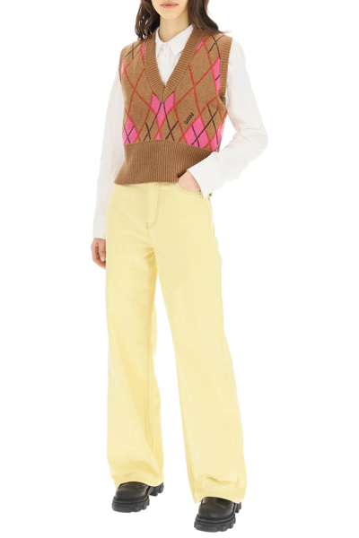 Shop Ganni Magny Jeans In Yellow
