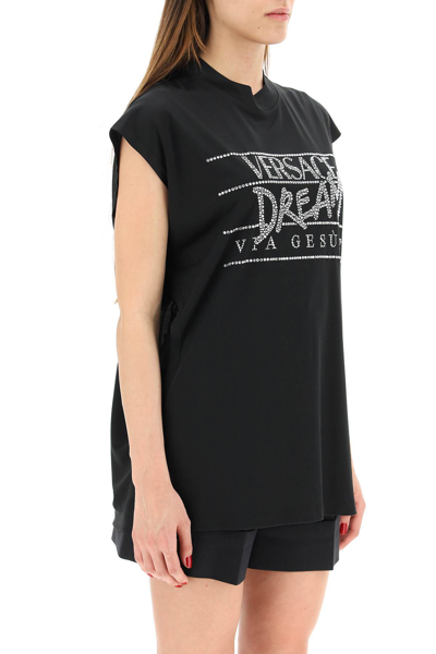 Shop Versace T-shirt With Dream Print In Black