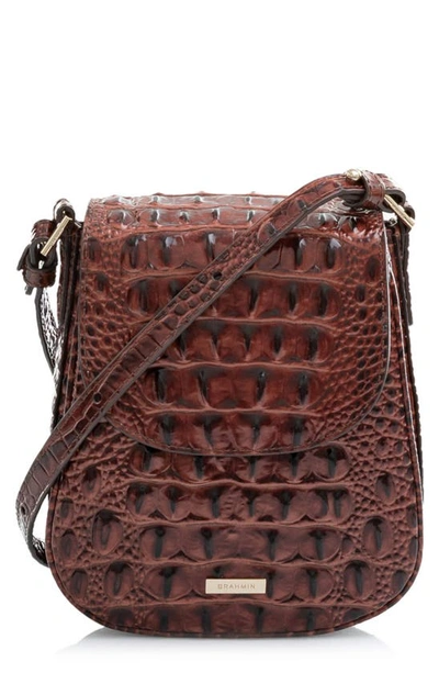 Brahmin Pecan Louise Croc Designer Convertible Shoulder Bag