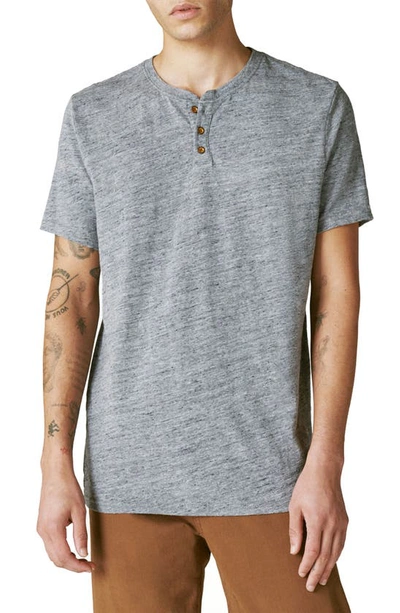 Shop Lucky Brand Short Sleeve Henley T-shirt In Black Iris
