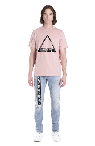 Shop Hvman Triangle Cotton Logo Graphic Tee In Dusty Pink