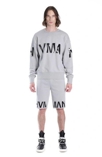 Shop Hvman Logo French Terry Sweat Shorts In Ghost