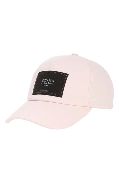 Shop Fendi Logo Patch Baseball Cap In Light Pink