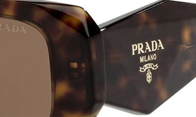 Shop Prada 51mm Rectangular Sunglasses In Tortoise/ Brown