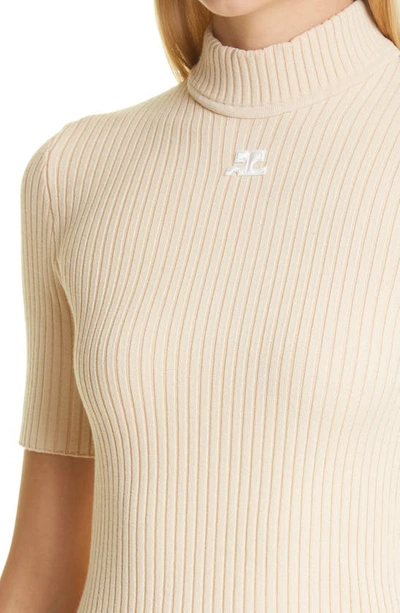 Shop Courrèges Short Sleeve Sweater In Sand