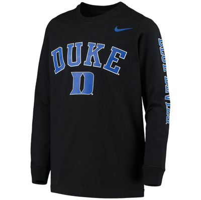 Shop Nike Youth  Black Duke Blue Devils Arch & Logo 2-hit Long Sleeve T-shirt