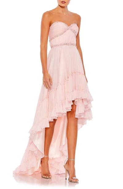 Shop Mac Duggal Sweetheart Neck High-low Gown In Ice Pink