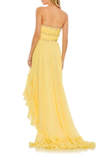 Shop Mac Duggal Sweetheart Neck High-low Gown In Lemon