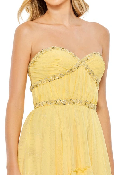 Shop Mac Duggal Sweetheart Neck High-low Gown In Lemon