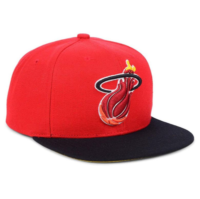 Shop Mitchell & Ness Miami Heat  2-tone Classic Adjustable Snapback Hat In Red