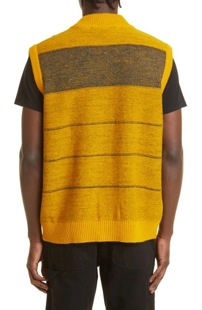 Chevron Reverse Double Knit Sweater Vest In Yellow & Orange