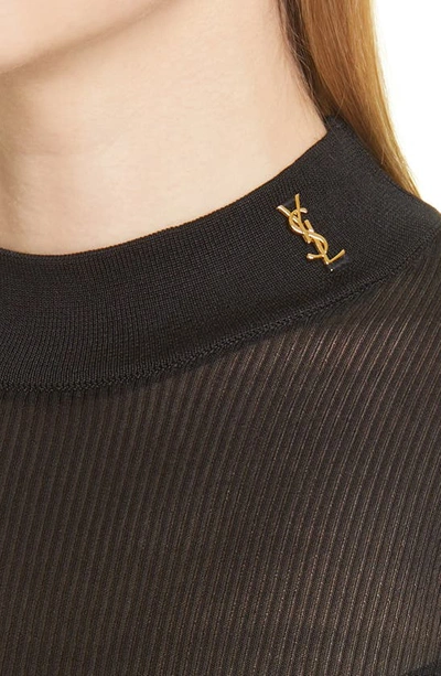 Shop Saint Laurent Rib Silk Sweater In Black
