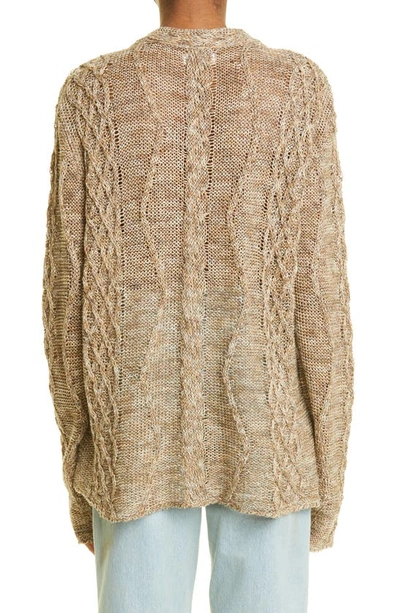 Shop Erl Unisex Grunge Cable Stitch Sweater In Brown