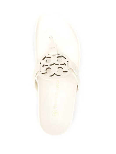 Shop Tory Burch Miller Leather Thong Sandals In White