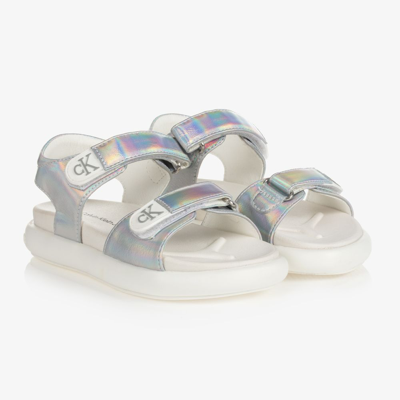 Shop Calvin Klein Jeans Est.1978 Girls Silver Velcro Sandals