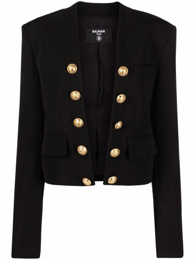 Shop Balmain Women's Black Wool Blazer