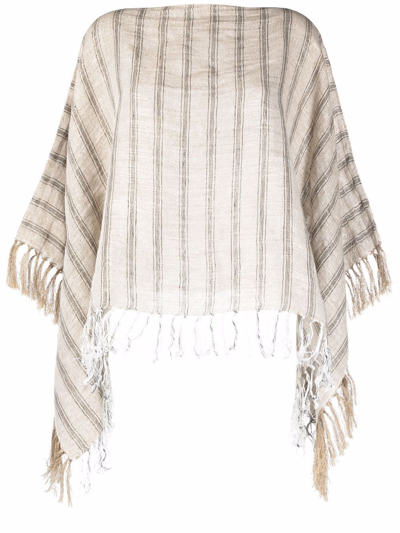 Shop Brunello Cucinelli Women's Beige Linen Poncho