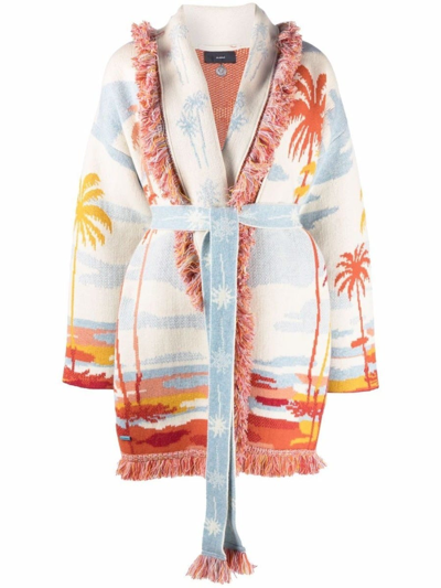 Shop Alanui Multicolored Riding The Waves Belted Cardigan