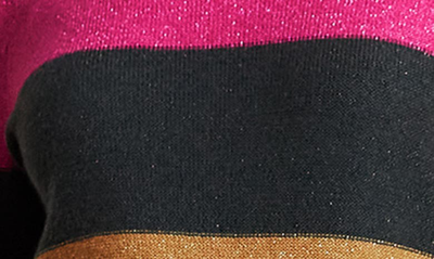 Shop Boden Sparkle Stripe Puff Sleeve Sweater In Pink Black Stripe