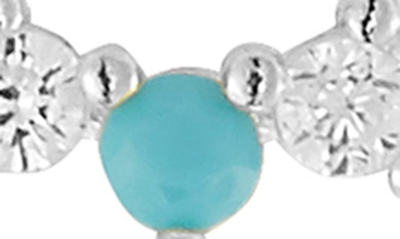 Sphera Milano Silver Synthetic Turquoise Cz Horseshoe Earrings In Silver