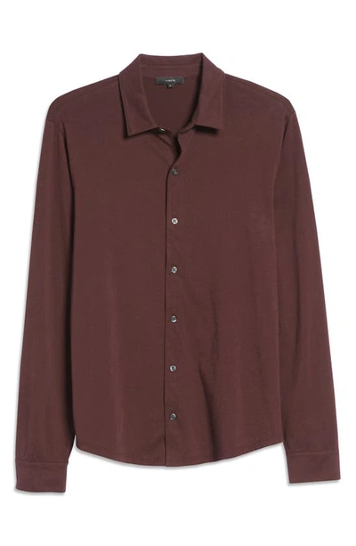 Shop Vince Pima Cotton Button Up Shirt In Curtain Merlot