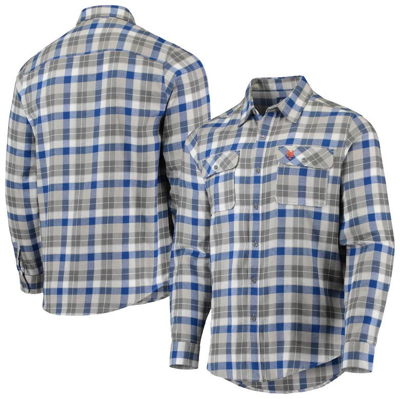 Shop Antigua Royal/white New York Mets Ease Flannel Button-up Long Sleeve Shirt