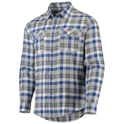 Shop Antigua Royal/white New York Mets Ease Flannel Button-up Long Sleeve Shirt