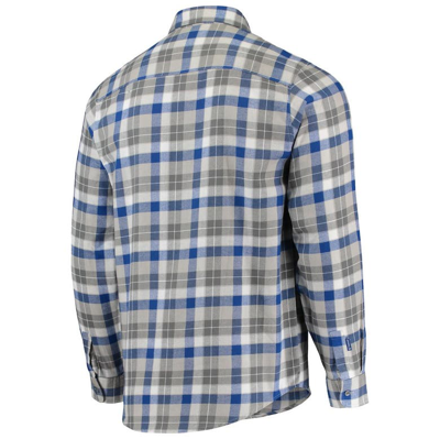 Shop Antigua Royal/white New York Mets Ease Flannel Button-up Long Sleeve Shirt
