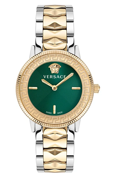 Shop Versace Tribute Bracelet Watch, 36mm In Yellow Gold/ Stainless Steel