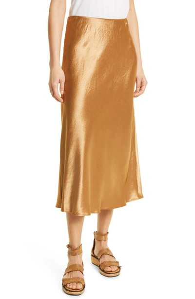 Shop Max Mara Ochre Satin Midi Skirt