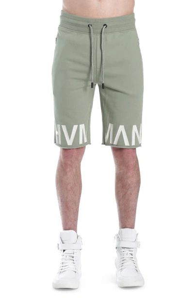 Shop Hvman Logo French Terry Sweat Shorts In Aspen